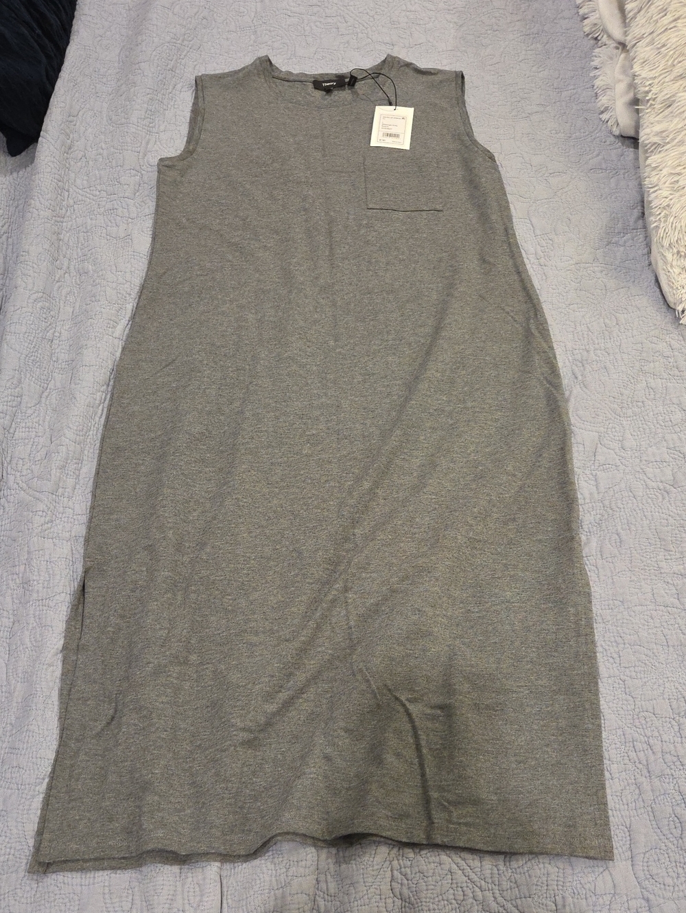 Theory Muscle T-Shirt Dress Melange Grey Size L NWT $190